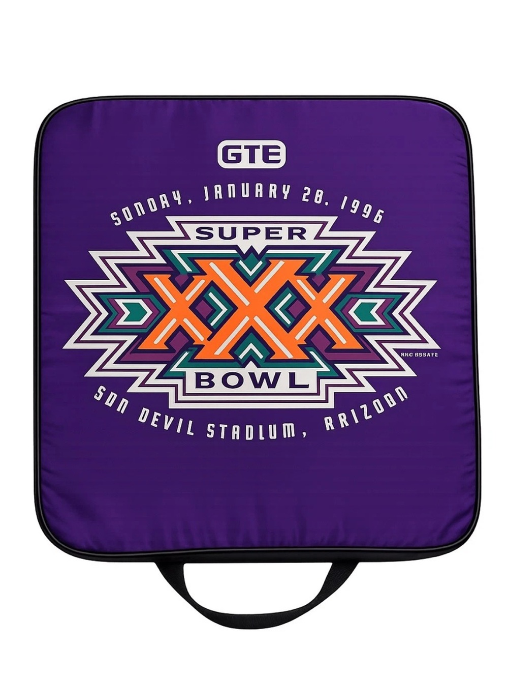 Super Bowl XXX Cushion Seat - Purple with Orange & Teal Graphic